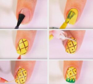 Easy to do nail art designs at home - pineapple