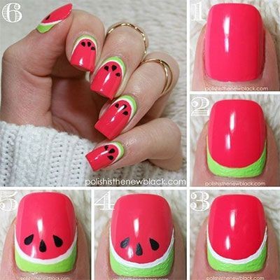 Easy to do nail art designs at home - water melon